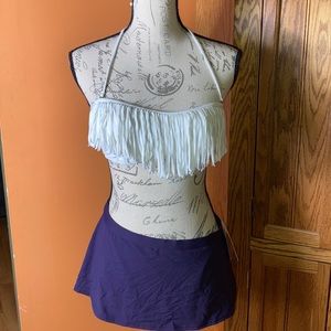 Hollister White Fringe Bikini Top Large Exc